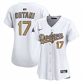 Women's Los Angeles Dodgers #17 Shohei Ohtani White 2025 Gold Collection Limited Stitched Jersey Dzhi,baseball caps,new era cap wholesale,wholesale hats
